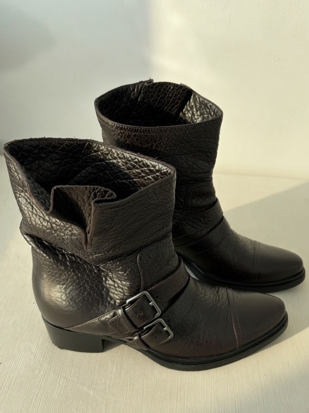 Vintage Miu Miu Y2K Brown Leather Moto Boots EU 41